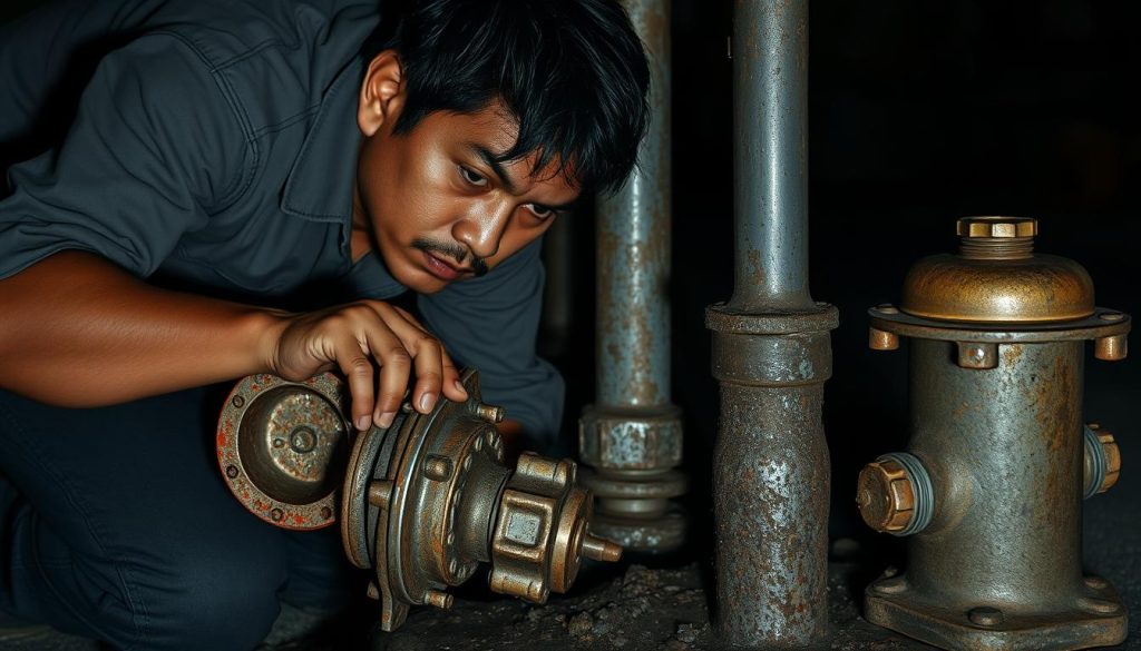 perbaikan kebocoran pipa hydrant